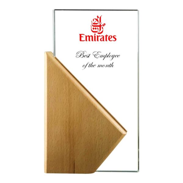 Personalized Rectangle Wooden Crystal Awards in Hardboard Box