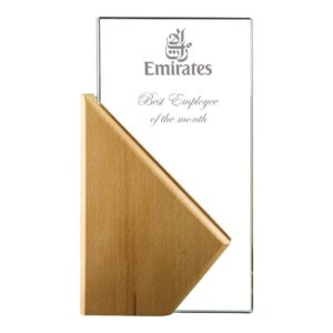 Personalized Rectangle Wooden Crystal Awards in Hardboard Box