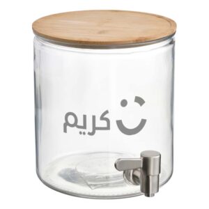 Personalized Jar with Tap Bamboo Lid Clear Glass 4L | 365+