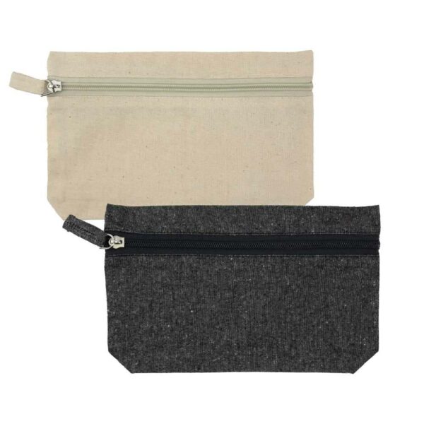 Personalized Natural Cotton Pouches with front Zipper Closure