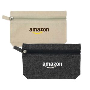 Personalized Natural Cotton Pouches with front Zipper Closure