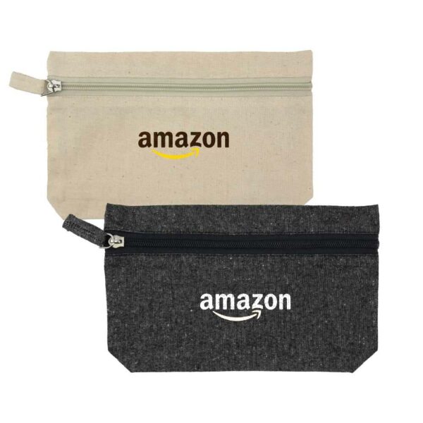 Personalized Natural Cotton Pouches with front Zipper Closure