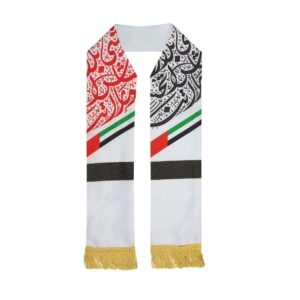 Promotional UAE Flag Polyester Scarf with Gold Tassel