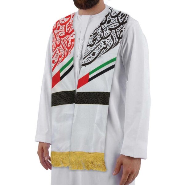 Promotional UAE Flag Polyester Scarf with Gold Tassel