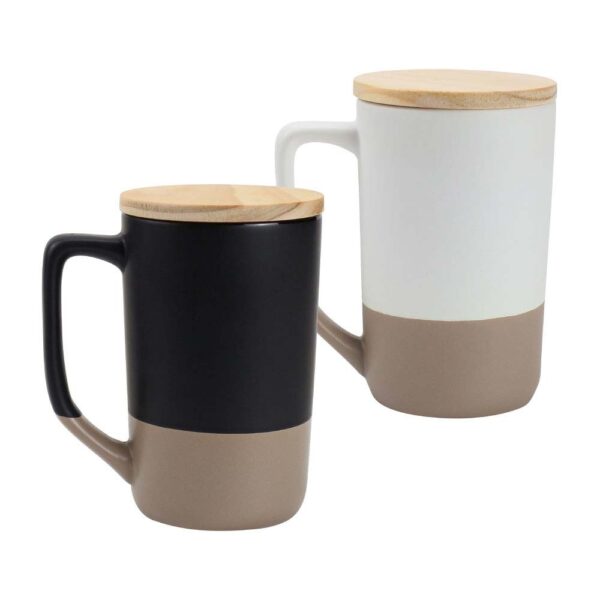 Personalized Two-toned Ceramic Mugs with Bamboo Lid