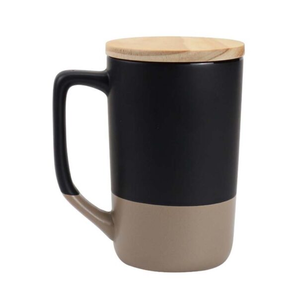 Personalized Two-toned Ceramic Mugs with Bamboo Lid