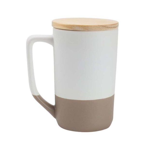 Personalized Two-toned Ceramic Mugs with Bamboo Lid