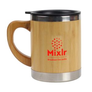 Personalized Bamboo & Stainless Steel Coffee Travel Mug with Handle and Lid