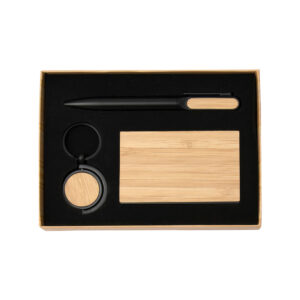 Wooden Gift Set with Card Holder, Key Chain & Metal Pen