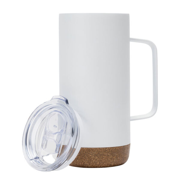 Double Wall Coffee Mug with Cork Base & Splash-Proof Lid