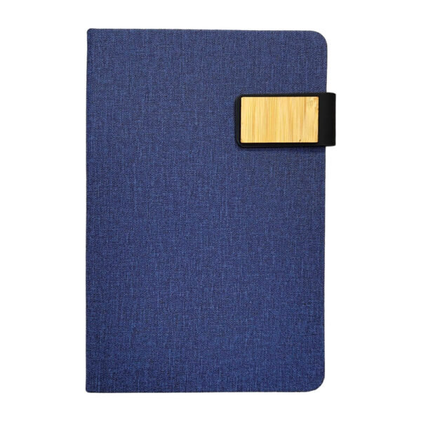 A5 Fabric Notebook with Bamboo Magnetic Enclosure & Pen Loop