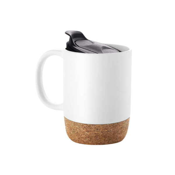 BPA Free Ceramic Mug with Cork Base & Splash-Proof Lid