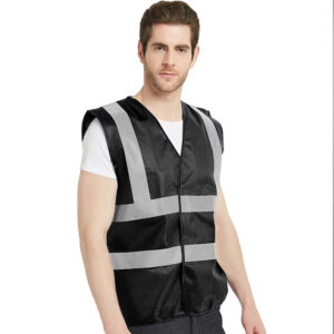 Black-Safety-Vest-Velcro-with-Reflective-Tape