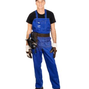 Blue Bib Coverall with Pockets and Contrast Threads